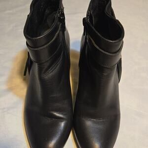 Office London black Leather Ankle Boots with tassles